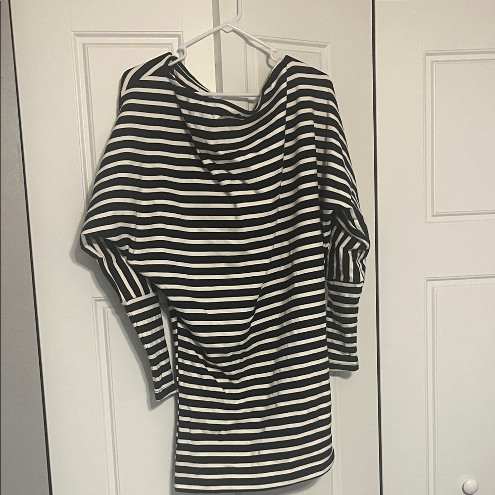 Free People Navy and White Striped Dolman Sleeve Dress